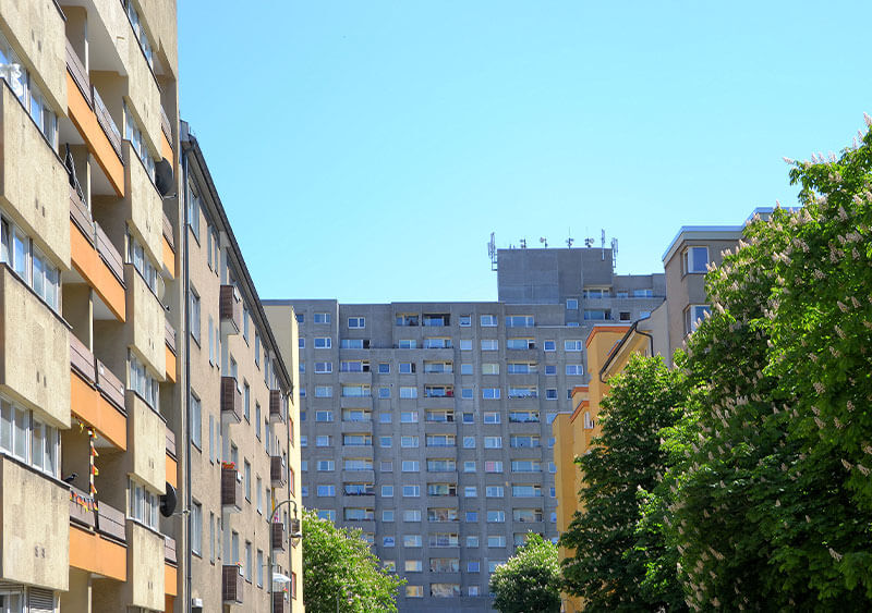 infrastructure1 A photo showing residential blocks of flats
