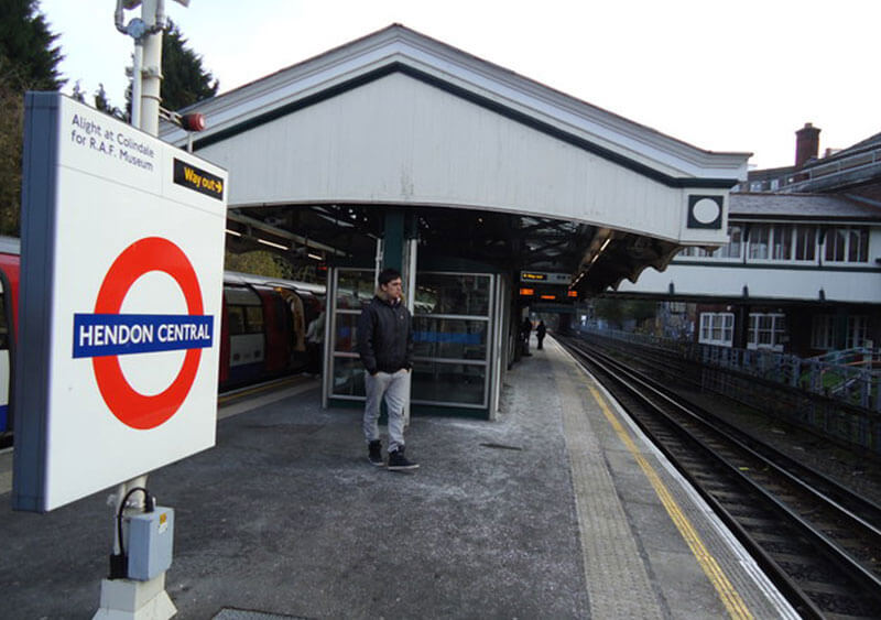 A photo showing Hendon Central underground station